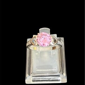 Elegant Pink Stone Silver Ring